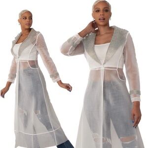 White For Her Mesh & Rhinestone Duster